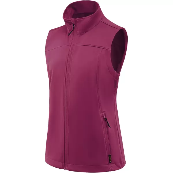 BALEAF Womens Lightweight Vest Softshell Sleeveless Jacket Windproof Stand Collar with Zipper Pockets Running Hiking GolfRouge