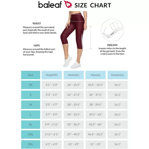 BALEAF Womens Padded Bike Shorts Cycling Pants Bicycle Capris Biking Spin Legging 34 UPF 50Wine Red