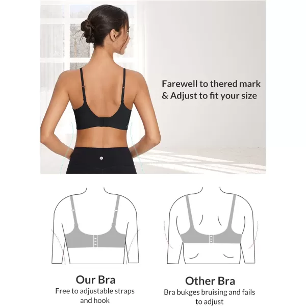 BALEAF Womens Padded Sports Bras Adjustable Spaghetti Strap Wireless Comfy Yoga Workout Everyday BrasBlack