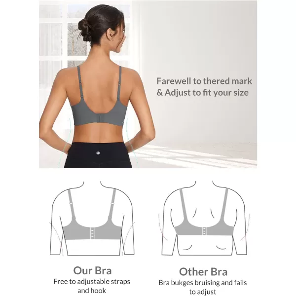 BALEAF Womens Padded Sports Bras Adjustable Spaghetti Strap Wireless Comfy Yoga Workout Everyday BrasDark Grey