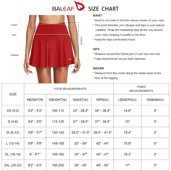 BALEAF Womens Pleated Tennis Skirt Skorts for Woman Golf Skirts with Pockets Athletic Running Workout SportsRed