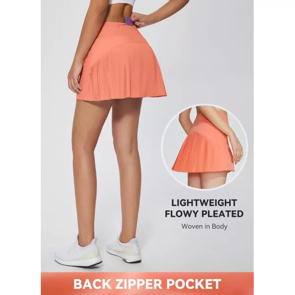 BALEAF Womens Pleated Tennis Skirts Skorts for Woman High Waisted Lightweight Athletic Golf Shorts PocketsScorched Red Coraltiered Front