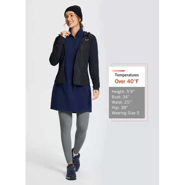 BALEAF Womens Polar Fleece Dress Long Vest Sweatshirt Tunic Dress Quarter Zip Pullover Winter Outfits PocketNavy Blue