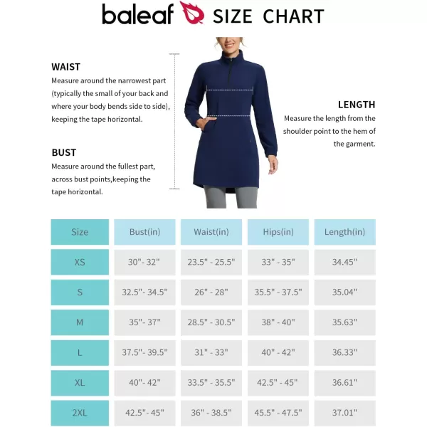 BALEAF Womens Polar Fleece Dress Long Vest Sweatshirt Tunic Dress Quarter Zip Pullover Winter Outfits PocketNavy Blue