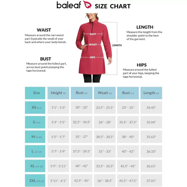 BALEAF Womens Polar Fleece Dress Long Vest Sweatshirt Tunic Dress Quarter Zip Pullover Winter Outfits PocketRed