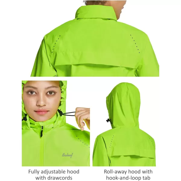 BALEAF Womens Rain Jackets Waterproof Windbreaker Running Cycling Gear Packable Reflective Lightweight Hooded1fluorescent Yellow