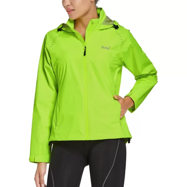 BALEAF Womens Rain Jackets Waterproof Windbreaker Running Cycling Gear Packable Reflective Lightweight Hooded1fluorescent Yellow