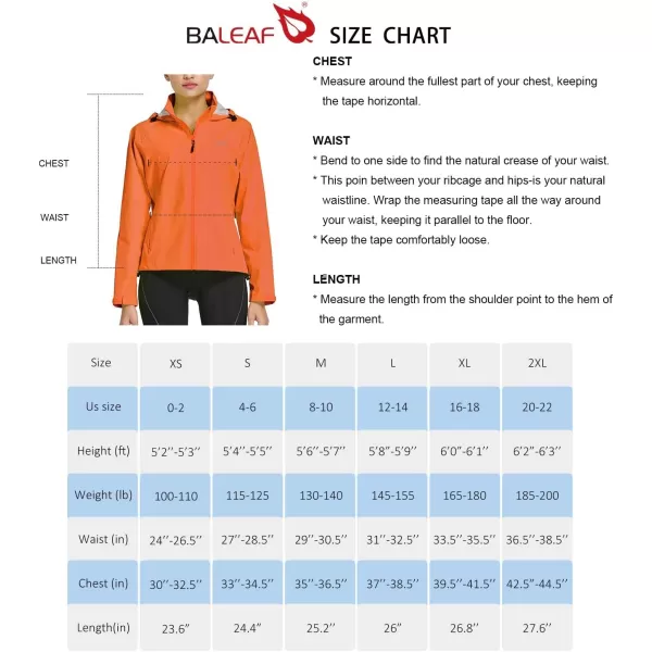 BALEAF Womens Rain Jackets Waterproof Windbreaker Running Cycling Gear Packable Reflective Lightweight Hooded1orange