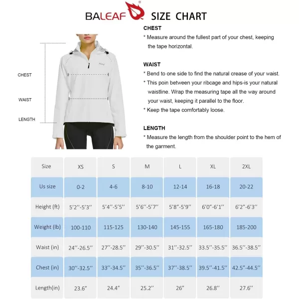 BALEAF Womens Rain Jackets Waterproof Windbreaker Running Cycling Gear Packable Reflective Lightweight Hooded1white