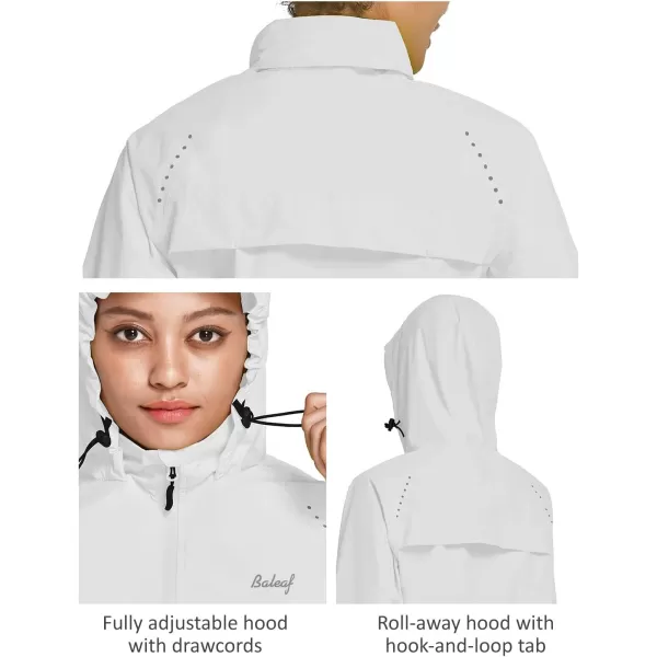 BALEAF Womens Rain Jackets Waterproof Windbreaker Running Cycling Gear Packable Reflective Lightweight Hooded1white