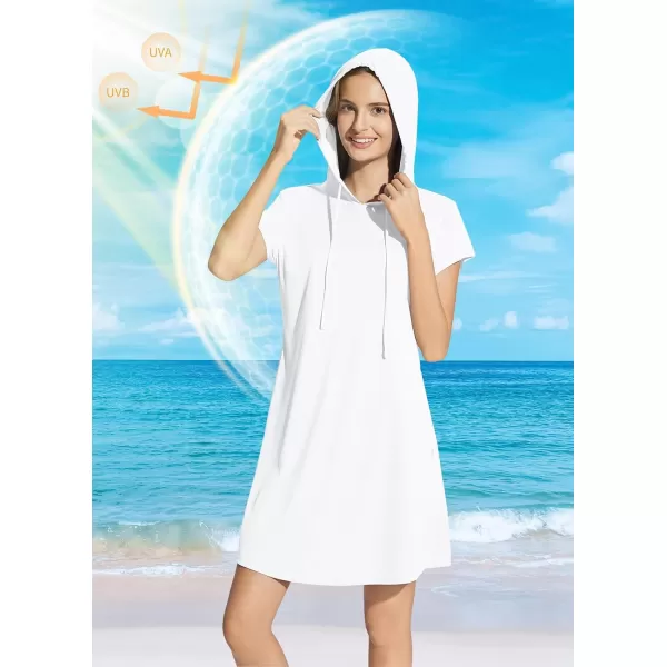 BALEAF Womens Short Sleeve UPF 50 Cover Up with Pockets Quick Dry Beach Coverups Sun Protection SwimwearWhite