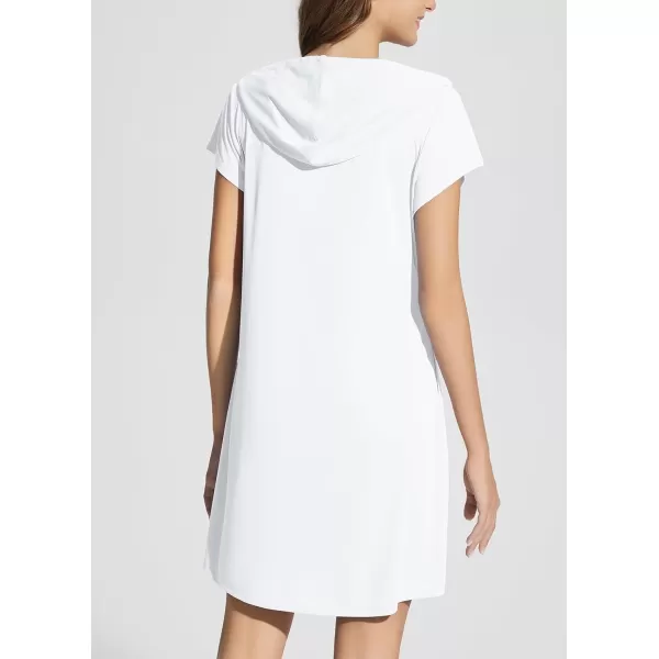 BALEAF Womens Short Sleeve UPF 50 Cover Up with Pockets Quick Dry Beach Coverups Sun Protection SwimwearWhite