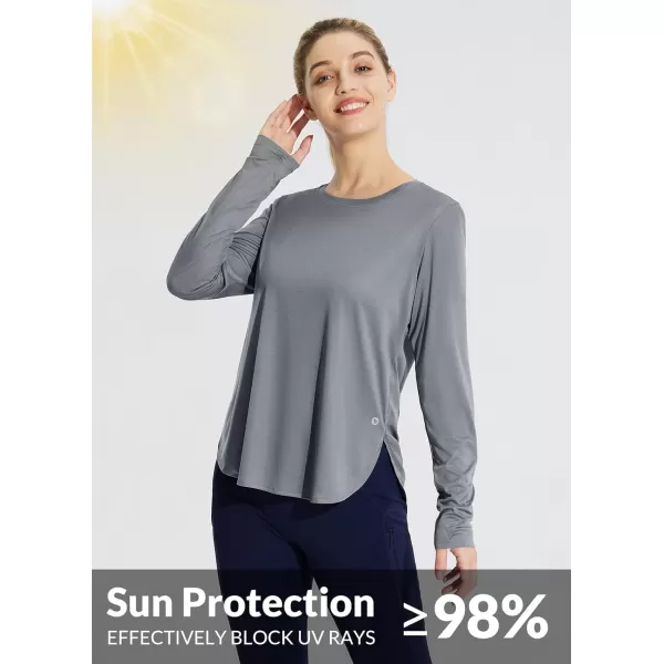 BALEAF Womens Sun Shirts UPF 50 Long Sleeve Hiking Tops Lightweight Quick Dry UV Protection Outdoor Clothing02cationic Grey