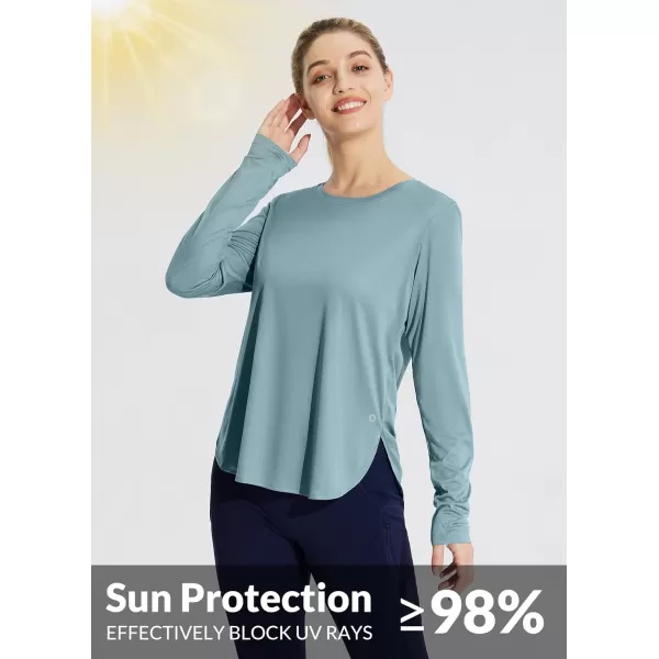 BALEAF Womens Sun Shirts UPF 50 Long Sleeve Hiking Tops Lightweight Quick Dry UV Protection Outdoor Clothing02cationic Stone Blue