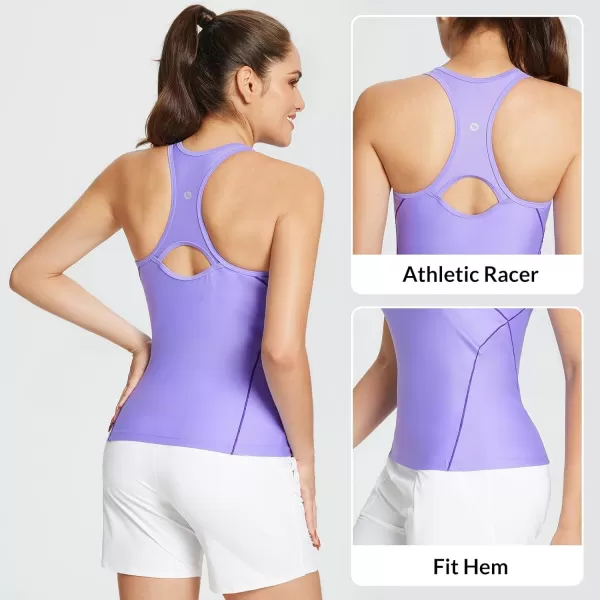 BALEAF Womens Tankini Tops Only with Bra Support Athletic High Neck Modest SwimsuitsPurple