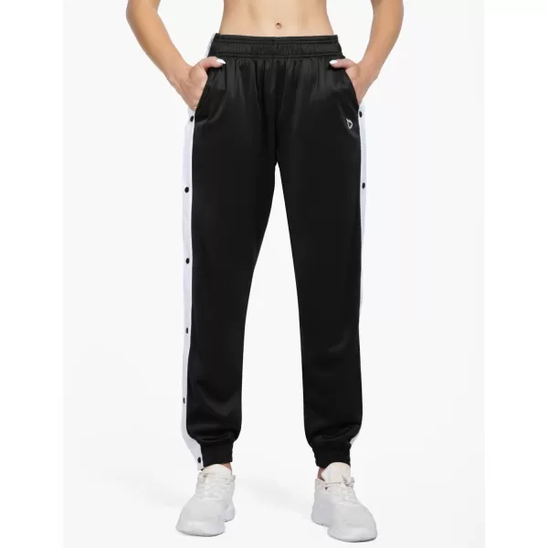 BALEAF Womens Tear Away Warm Up Pants Active Workout Tapered Sweatpants with PocketsBlack