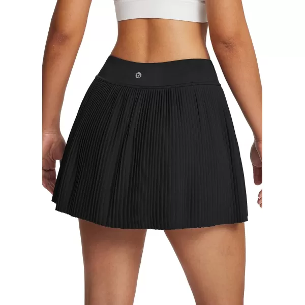 BALEAF Womens Tennis Golf Skirts with Pockets Pleated Athletic Skorts Liner High Waist Running Exercise UPF50Black