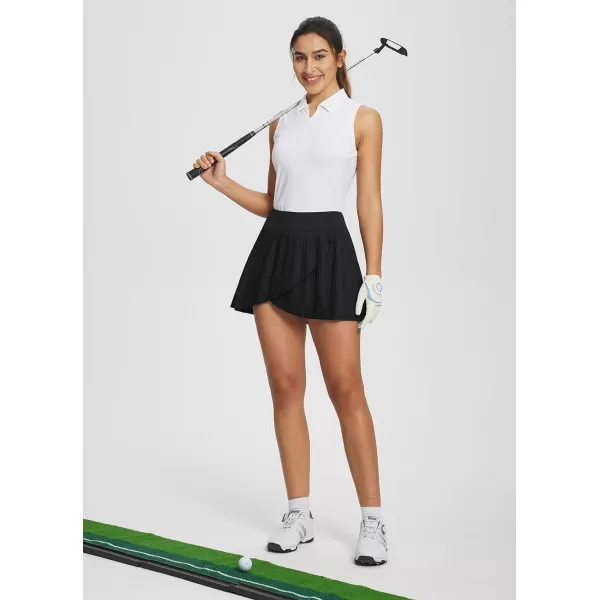 BALEAF Womens Tennis Golf Skirts with Pockets Pleated Athletic Skorts Liner High Waist Running Exercise UPF50Black