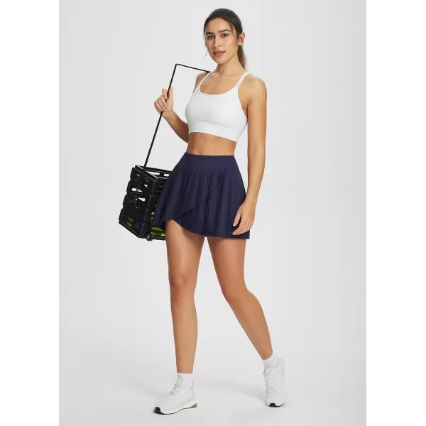 BALEAF Womens Tennis Golf Skirts with Pockets Pleated Athletic Skorts Liner High Waist Running Exercise UPF50Navy