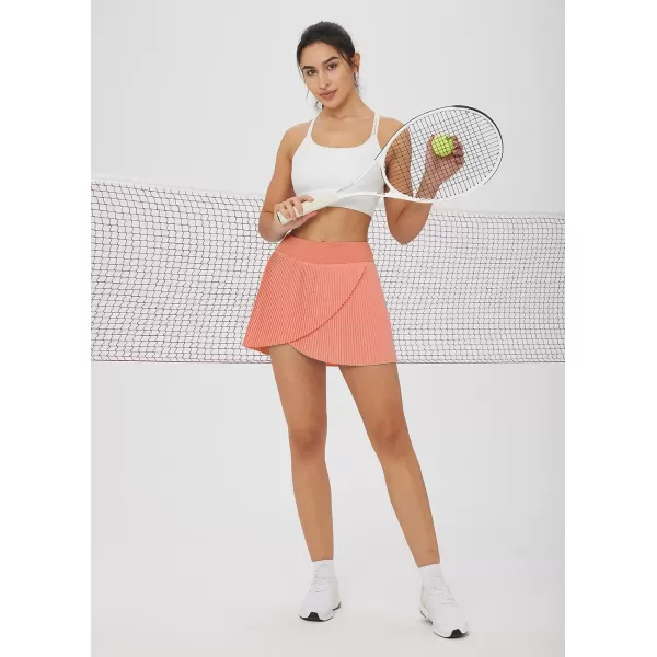 BALEAF Womens Tennis Golf Skirts with Pockets Pleated Athletic Skorts Liner High Waist Running Exercise UPF50Scorched Red Coral