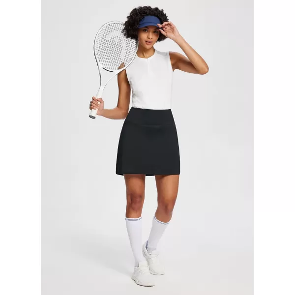 BALEAF Womens Tennis Skirts Ball Band Pickleball Skorts Athletic Quick Dry with Shorts PocketsBlack