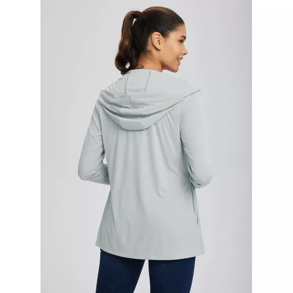 BALEAF Womens UPF 50 Cardigan Hooded UV Protection Shirts Shrugs Open Front Casual Loose Soft Cover Up Drape SummerGrey