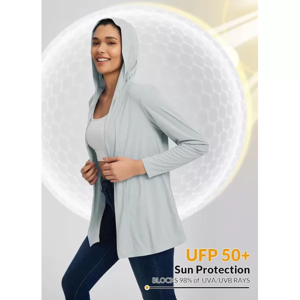 BALEAF Womens UPF 50 Cardigan Hooded UV Protection Shirts Shrugs Open Front Casual Loose Soft Cover Up Drape SummerGrey