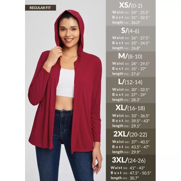 BALEAF Womens UPF 50 Cardigan Hooded UV Protection Shirts Shrugs Open Front Casual Loose Soft Cover Up Drape SummerRed