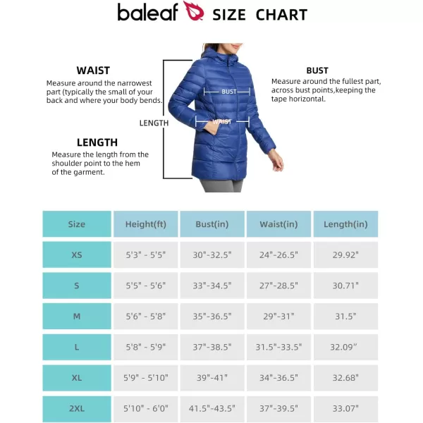 BALEAF Womens Ultralight Down Jacket Long Packable Hooded Puffer Coat Warm for WinterNavy Blue