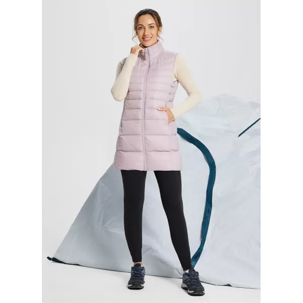 BALEAF Womens Ultralightweight Long Down Vest Packable Water Resistant Sleeveless JacketLight Purple