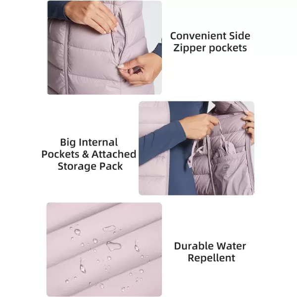 BALEAF Womens Ultralightweight Long Down Vest Packable Water Resistant Sleeveless JacketLight Purple