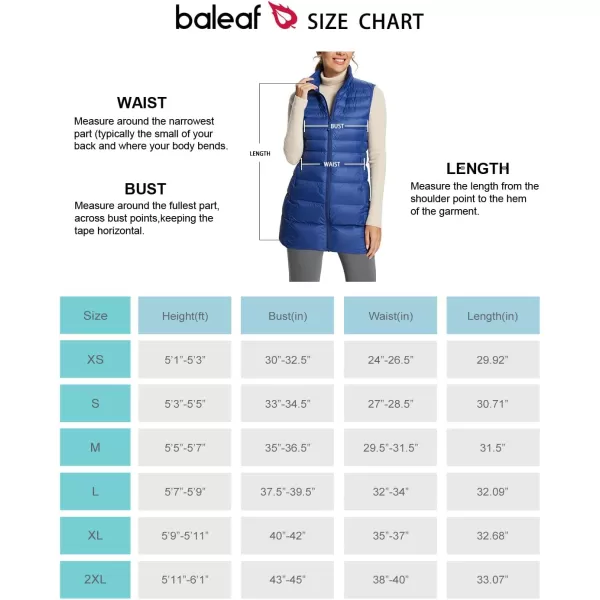 BALEAF Womens Ultralightweight Long Down Vest Packable Water Resistant Sleeveless JacketNavy Blue