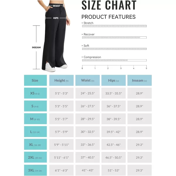 BALEAF Womens Wide Leg Sweatpants Loose Drawstring Lounge Yoga Pants with Pocket High Waist Dress Pants UPF50 Causal SummerBlack