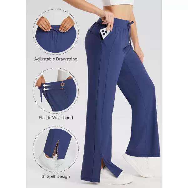 BALEAF Womens Wide Leg Sweatpants Loose Drawstring Lounge Yoga Pants with Pocket High Waist Dress Pants UPF50 Causal SummerNavy Blue