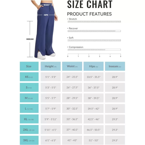 BALEAF Womens Wide Leg Sweatpants Loose Drawstring Lounge Yoga Pants with Pocket High Waist Dress Pants UPF50 Causal SummerNavy Blue