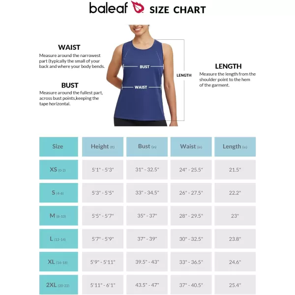 BALEAF Womens Workout Tank Tops Racerback Sleeveless Athletic Tops Running Shirts Quick Dry Running Gym UPF50Navy