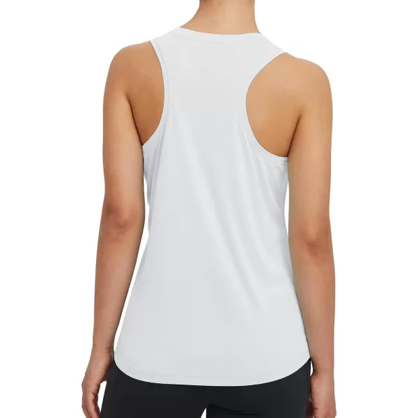 BALEAF Womens Workout Tank Tops Racerback Sleeveless Athletic Tops Running Shirts Quick Dry Running Gym UPF50White