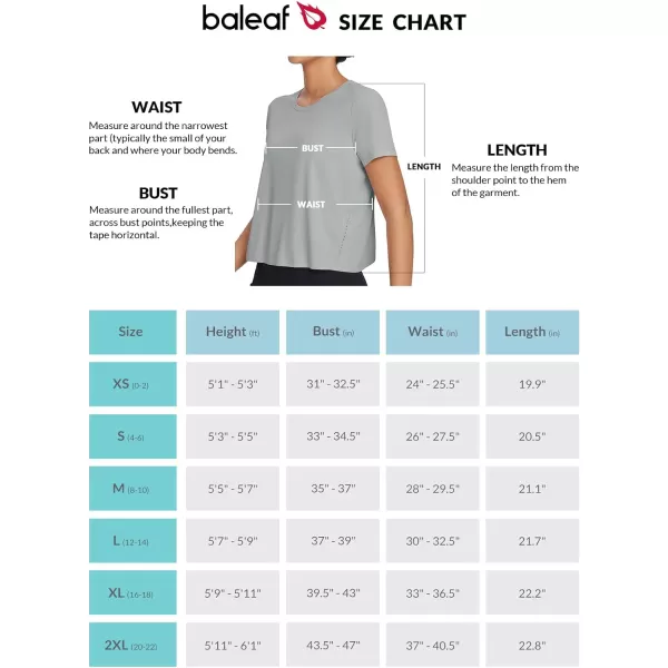 BALEAF Womens Workout Tops Short Sleeve Cropped Shirts Gym Athletic Running Gear Exercise Quick Dry Loose Fit UPF50Grey