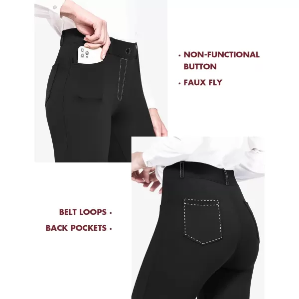 BALEAF Womens Yoga Dress Pants 2931 Stretchy Work Slacks Business Casual Straight LegBootcut Pull On Pants with PocketsBlack