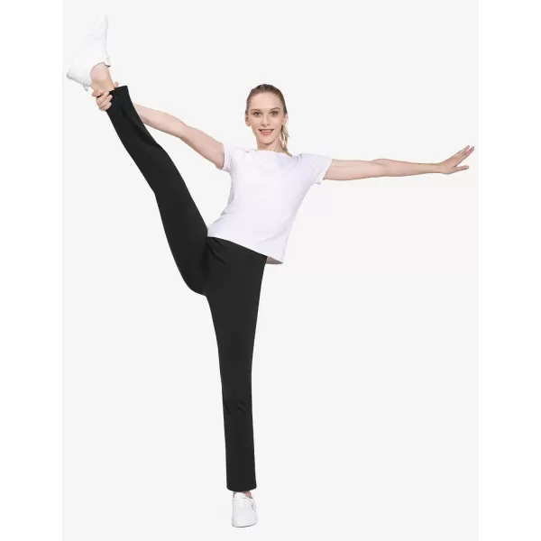 BALEAF Womens Yoga Dress Pants 2931 Stretchy Work Slacks Business Casual Straight LegBootcut Pull On Pants with PocketsBlack