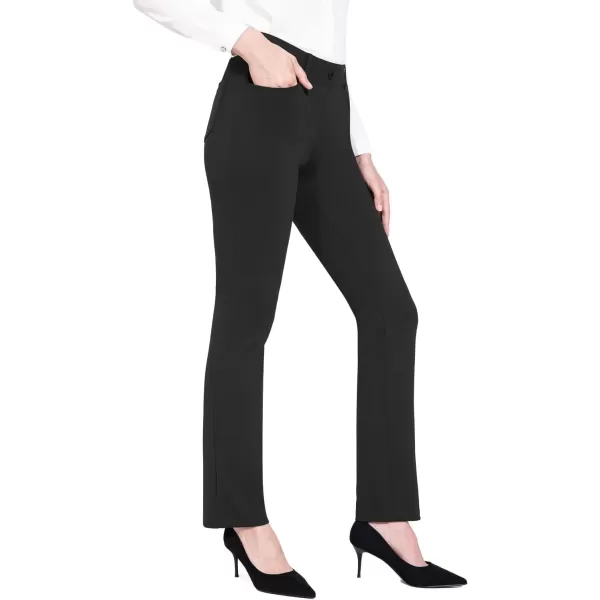 BALEAF Womens Yoga Dress Pants 2931 Stretchy Work Slacks Business Casual Straight LegBootcut Pull On Pants with PocketsBlack