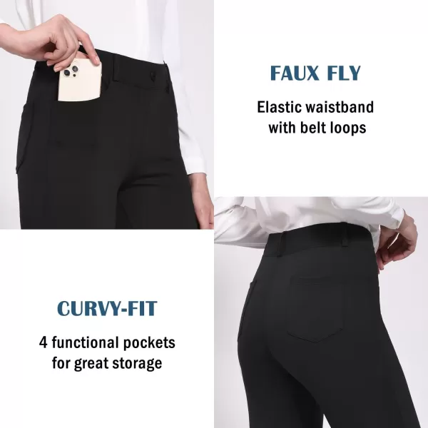 BALEAF Womens Yoga Dress Pants 2931 Stretchy Work Slacks Business Casual Straight LegBootcut Pull On Pants with PocketsBlack