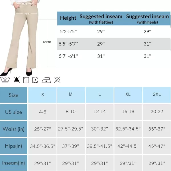 BALEAF Womens Yoga Dress Pants 2931 Stretchy Work Slacks Business Casual Straight LegBootcut Pull On Pants with PocketsKhaki