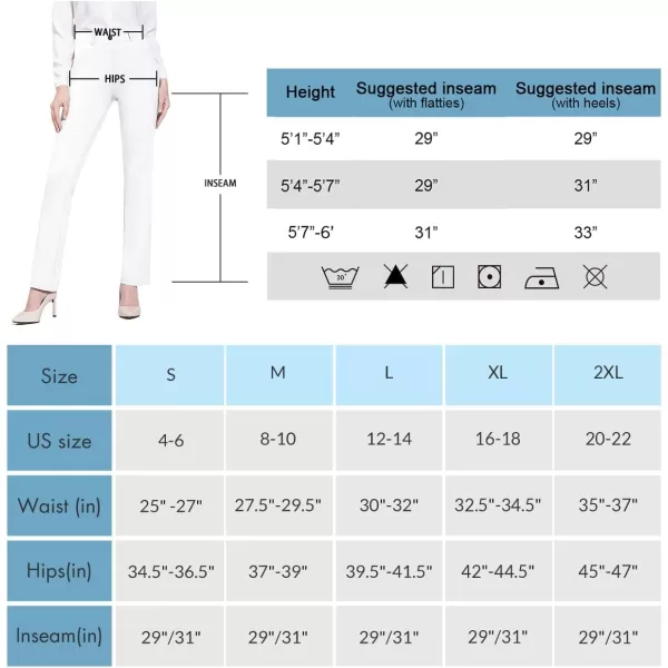 BALEAF Womens Yoga Dress Pants 2931 Stretchy Work Slacks Business Casual Straight LegBootcut Pull On Pants with PocketsWhite