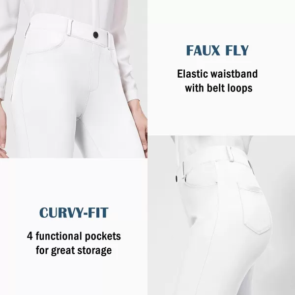 BALEAF Womens Yoga Dress Pants 2931 Stretchy Work Slacks Business Casual Straight LegBootcut Pull On Pants with PocketsWhite