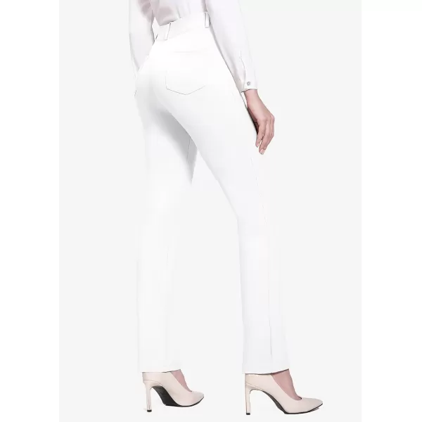 BALEAF Womens Yoga Dress Pants 2931 Stretchy Work Slacks Business Casual Straight LegBootcut Pull On Pants with PocketsWhite