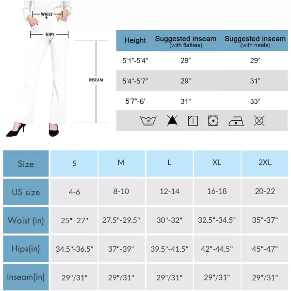 BALEAF Womens Yoga Dress Pants 2931 Stretchy Work Slacks Business Casual Straight LegBootcut Pull On Pants with PocketsWhite