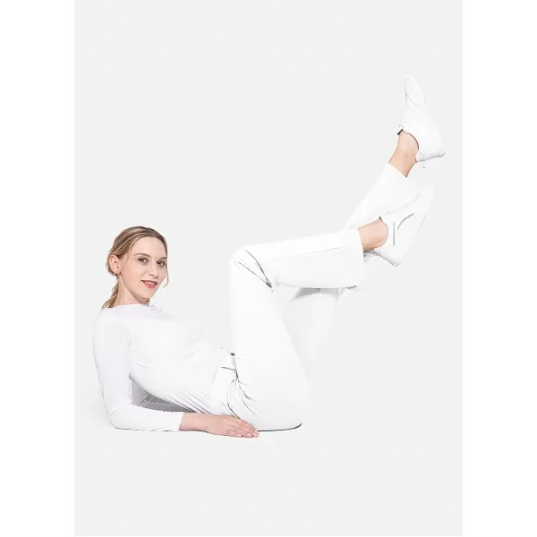 BALEAF Womens Yoga Dress Pants 2931 Stretchy Work Slacks Business Casual Straight LegBootcut Pull On Pants with PocketsWhite