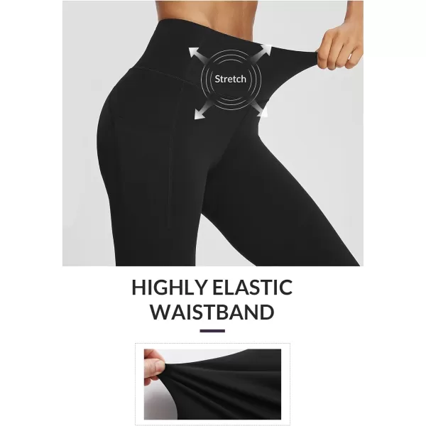 BALEAF Workout Leggings with Pockets for Women High Waisted Tummy Control Plus Size Yoga Pants for Running Gym AthleticBlack