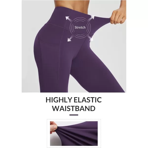 BALEAF Workout Leggings with Pockets for Women High Waisted Tummy Control Plus Size Yoga Pants for Running Gym AthleticShadow Purple